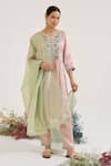 Buy_Nero India_Green Tissue Embroidery Kota Dupatta _at_Aza_Fashions