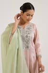 Nero India_Green Tissue Embroidery Kota Dupatta _Online_at_Aza_Fashions