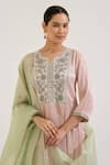 Buy_Nero India_Green Tissue Embroidery Kota Dupatta _Online_at_Aza_Fashions