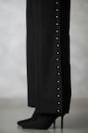 Buy_Nachiket Barve_Black Denim Pearls Collared Dottie Set _Online_at_Aza_Fashions