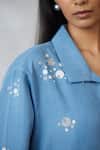 Shop_Nachiket Barve_Blue Denim Pearls Collared Dottie Shirt And Detail Pant Set _Online_at_Aza_Fashions