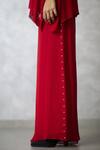 Buy_Nachiket Barve_Red Georgette Pearls Collared Dottie Shirt And Pant Set _Online_at_Aza_Fashions