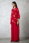 Buy_Nachiket Barve_Red Georgette Pearls Collared Dottie Shirt And Pant Set 