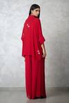 Shop_Nachiket Barve_Red Georgette Pearls Collared Dottie Shirt And Pant Set _at_Aza_Fashions