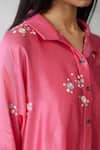 Nachiket Barve_Coral Chanderi Embroidery Collared, Button-down Neck Dottie Shirt _at_Aza_Fashions