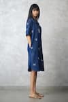 Nachiket Barve_Blue Denim Collared Dottie Lounge Shirt Dress _Online_at_Aza_Fashions