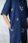Buy_Nachiket Barve_Blue Denim Collared Dottie Lounge Shirt Dress 
