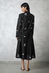 Shop_Nachiket Barve_Black Chanderi, Viscose Embroidery Collared, V-neck Jacket With Dress _at_Aza_Fashions