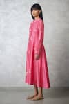 Nachiket Barve_Coral Chanderi, Shantoon Embroidery, Sequins Round Neck Dottie Dress _Online_at_Aza_Fashions