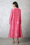 Shop_Nachiket Barve_Coral Chanderi, Shantoon Embroidery, Sequins Round Neck Dottie Dress _at_Aza_Fashions