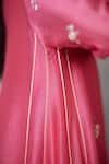 Buy_Nachiket Barve_Coral Chanderi, Shantoon Embroidery, Sequins Round Neck Dottie Dress 