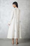 Shop_Nachiket Barve_Ivory Chanderi, Shantoon Embroidery Round Neck Dottie Dress _at_Aza_Fashions