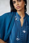 Shop_Nachiket Barve_Blue Chanderi, Georgette Embroidery Round Neck Dottie Kalidar Kurta Set _Online_at_Aza_Fashions