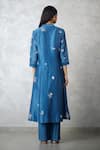 Shop_Nachiket Barve_Blue Chanderi Embroidery Mandarin Collar Kalidar Kurta _at_Aza_Fashions