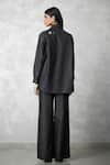 Shop_Nachiket Barve_Black Denim Embroidery, Pearls Collared Shirt And Pant Set _at_Aza_Fashions