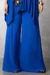Nachiket Barve_Blue Georgette Sequins, Fabric Flowers Collared Florencio Shirt And Pant Set _Online_at_Aza_Fashions
