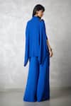Shop_Nachiket Barve_Blue Georgette Sequins, Fabric Flowers Collared Florencio Shirt And Pant Set _at_Aza_Fashions