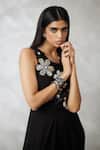 Shop_Nachiket Barve_Black Georgette, Shantoon Beads, Sequins Round Neck Florencio Jumpsuit _Online_at_Aza_Fashions