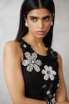 Nachiket Barve_Black Georgette, Shantoon Beads, Sequins Round Neck Florencio Jumpsuit _at_Aza_Fashions