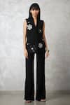 Buy_Nachiket Barve_Black Wool Sequins Pearl Detailed Blazer And Pant Set _at_Aza_Fashions