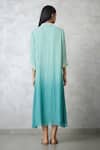 Shop_Nachiket Barve_Turquoise Georgette, Shantoon Embroidery Round Neck, Ombre Faux Jacket Dress _at_Aza_Fashions