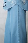 Shop_Nachiket Barve_Blue Denim Cut Work, Pearls Collared Cutwork Shirt And Pant Set _Online_at_Aza_Fashions