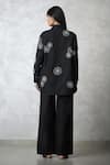 Shop_Nachiket Barve_Black Denim Cut Work, Pearls Collared Cutwork Shirt With Pant _at_Aza_Fashions