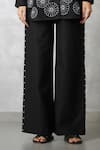 Buy_Nachiket Barve_Black Denim Cut Work, Pearls Collared Cutwork Shirt With Pant _Online_at_Aza_Fashions