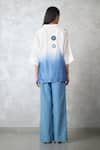 Shop_Nachiket Barve_Ivory Chanderi, Denim Applique Collared Nova T-shape Shirt And Pant Set _at_Aza_Fashions