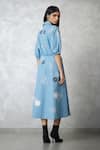 Shop_Nachiket Barve_Blue Denim Applique Collared Light Dress _at_Aza_Fashions