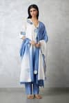 Buy_Nachiket Barve_Ivory Chanderi, Tussar Applique V-neck Ombre Kurta Set _at_Aza_Fashions