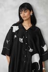 Buy_Nachiket Barve_Black Chanderi, Tussar Embroidery Collared Ginkgo Shirt And Pant Set _Online_at_Aza_Fashions