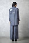 Shop_Nachiket Barve_Gray Silk Embroidery Collared Ginkgo Crushed Shirt And Pant Set _at_Aza_Fashions