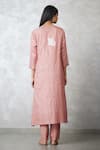 Shop_Nachiket Barve_Pink Silk Embroidery Round Neck Ginkgo Crushed Kurta _at_Aza_Fashions