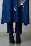 Buy_Nachiket Barve_Blue Silk, Tussar Applique, Embroidery Round Ginkgo Crushed Kurta And Pant Set _Online_at_Aza_Fashions