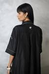 Shop_Nachiket Barve_Black Silk Embroidery Collared Ginkgo Crushed Shirt Dress _at_Aza_Fashions