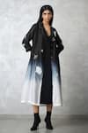 Buy_Nachiket Barve_Black Chanderi, Denim Embroidery Collared, Ginkgo Ombre Shirt Jacket And Dress _at_Aza_Fashions