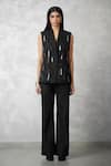 Buy_Nachiket Barve_Black Denim, Cotton, Silk Blazer And Pant Set _Online_at_Aza_Fashions