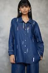 Buy_Nachiket Barve_Blue Denim Embroidery Collared Skyline Shirt And Pant Set _Online_at_Aza_Fashions