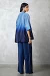 Shop_Nachiket Barve_Blue Chanderi, Denim Embroidery Ombre Skyline Circle Motif Shirt And Pant Set _at_Aza_Fashions