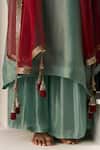 Buy_Sarang Kaur_Blue Tissue, Silk, Organza Embroidery, Zari V-neck Sana Kurta Set 