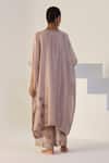 Shop_Sarang Kaur_Purple Tissue, Silk Embroidery V-neck Zehra Kaftan Set _at_Aza_Fashions