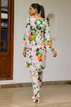 Sanam_Pink Muslin Lace Round Neck Alia Floral Print Kurta Set _Online_at_Aza_Fashions