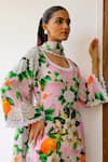 Buy_Sanam_Pink Muslin Lace Round Neck Alia Floral Print Kurta Set 
