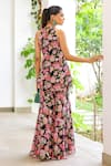 Sanam_Black Chiffon Halter Neck Noor Printed Kurta And Sharara Set _Online_at_Aza_Fashions