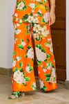 Buy_Sanam_Orange Muslin Halter Neck Jasmine Print Kurta And Pant Set _Online_at_Aza_Fashions