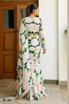 Sanam_Beige Chiffon Embroidery Isabella Floral Print Pre-draped Saree With Blouse _Online_at_Aza_Fashions