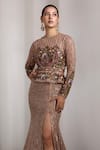 Rocky Star Beige Net Sequins, Embroidery Round Neck Embellished Gown Online at Aza Fashions Rocky Star_Beige Net Sequins, Embroidery Round Neck Embellished Gown _Online_at_Aza_Fashions