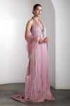 Buy Rocky Star Pink Lycra, Net Fringe, Beads Halter Neck, Tassel Gown With Cape Online at Aza Fashions Buy_Rocky Star_Pink Lycra, Net Fringe, Beads Halter Neck, Tassel Gown With Cape _Online_at_Aza_Fashions