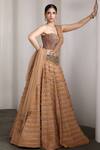 Shop_Rocky Star_Brown Net, Silk Sequins, Beads, Embroidery Sweetheart Embellished Lehenga Set _Online_at_Aza_Fashions